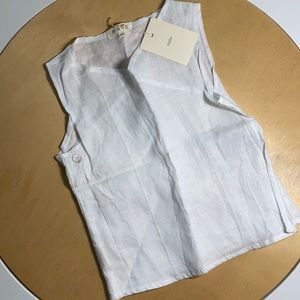 Mabo white  100% linen tee shirt cross over tank top